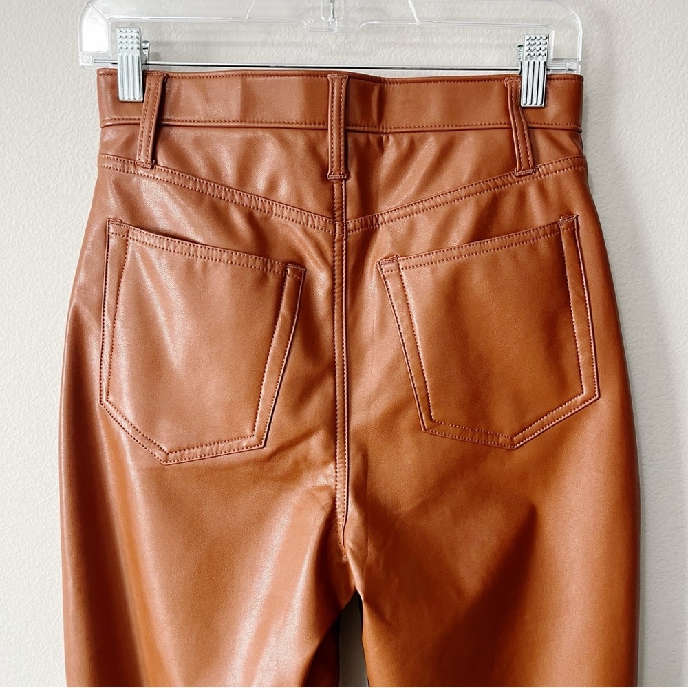 Abercrombie & Fitch Vegan Leather 90s Straight Ultra High Rise Pant Brown 27/4 - Picture 10 of 16